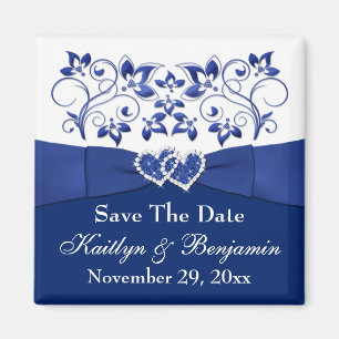 Royal Blue, White Floral Gastgeschenk Hochzeit Mag Magnet