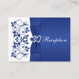 Royal Blue, White Floral Wedding Card Begleitkarte