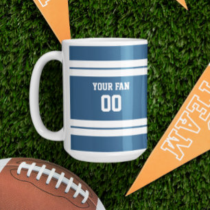 Royal Blue & White Football Team Personalisiert Tasse