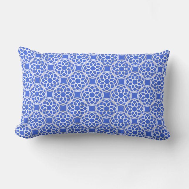 Royal Blue White Geometric Seamless Pattern Lendenkissen (Vorderseite)