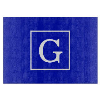 Royal Blue White Gerahmt Initial Monogram Schneidebrett