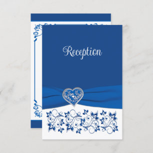 Royal Blue, White Heart Liebe Empfang Card RSVP Karte
