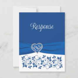 Royal Blue, White Heart Liebe Wedding RSVP Card Karte