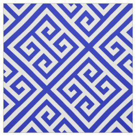 Royal Blue, White Med, griechischer Key Diag T Mus Stoff