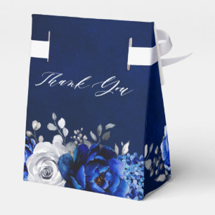 Royal Blue White Metallic Floral Wedding Fa Geschenkschachtel