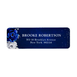 Royal Blue White Metallic Floral Wedding La
