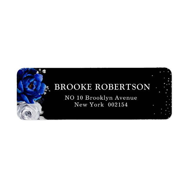 Royal Blue White Metallic Floral Wedding La (Vorne)