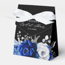 Royal Blue White Metallic Silver Floral Wedding Fa
