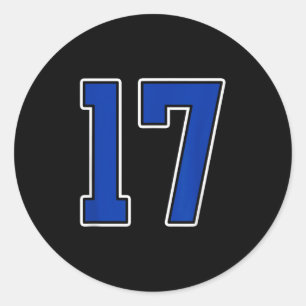 Royal Blue White Number 17 Jersey Player Uniform # Runder Aufkleber