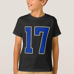 Royal Blue White Number 17 Jersey Player Uniform # T-Shirt