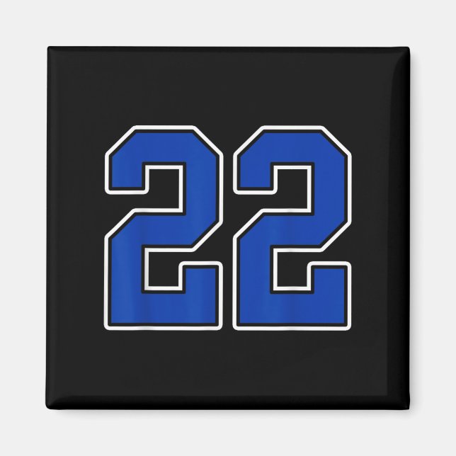 Royal Blue White Number 22 Jersey Player Uniform # Magnet (Vorne)
