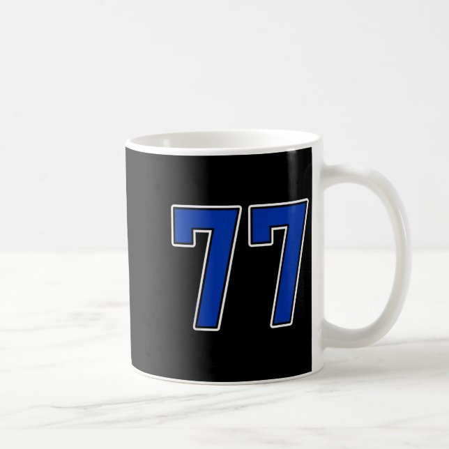 Royal Blue White Number 77 Jersey Player Uniform # Kaffeetasse (Rechts)