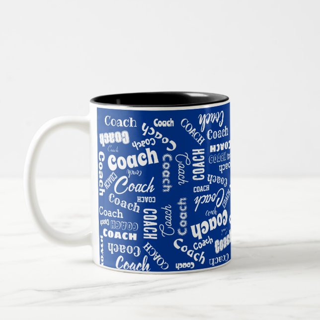 Royal Blue White Personalisiert Coach Geschenk Nam Zweifarbige Tasse (Links)
