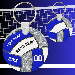 Royal Blue White Personalisiert Volleyball Schlüss Schlüsselanhänger