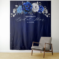 Royal Blue White Silver Floral Brautparty Tapes