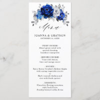 Royal Blue White Silver Metallic Floral Wedding