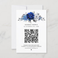 Royal Blue White Silver Metallic Floral Wedding
