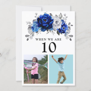 Royal Blue White Silver Metallic Tischnummer Card
