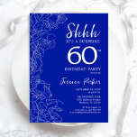 Royal Blue White Surprise 60. Geburtstag Einladung<br><div class="desc">Royal Blue White Überraschung 60. Geburtstag Einladung. Minimalistisches modernes feminines Design mit botanischen Akzenten und Typografie-Script-Schriftart. Einfache florale Einladungskarte perfekt für eine stilvolle weibliche Überraschung am Tag. Gedruckte Zazzle Einladungen oder Sofortdownload digitalen druckbaren Vorlage.</div>
