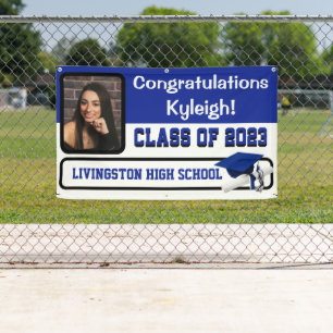 Royal Blue & White Vinyl Abschluss Banner