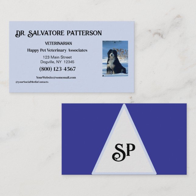 Royal Blue & white w/ photo or logo Business Card Visitenkarte (Vorne/Hinten)