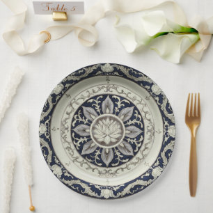Royal Blue Wildblume Floral Keramik Wedding Pappteller