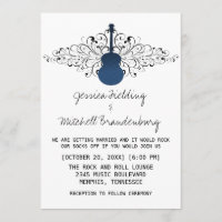 Royal Blue Wirbel Guitar Wedding Einladung