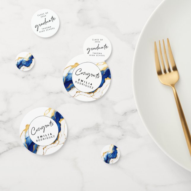 Royal Blue Yellow Gold Eleganter Abschluss Konfetti (Gruppe)