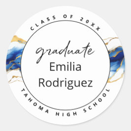 Royal Blue Yellow Gold Elegantes Abschluss Siegel Runder Aufkleber