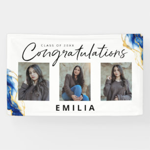 Royal Blue Yellow Gold Elegantes Foto Abschluss Banner