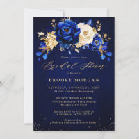 Royal Blue Yellow Gold Floral Brautparty Invita