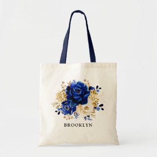 Royal Blue Yellow Gold Floral Bridesmaid Tasche