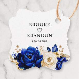 Royal Blue Yellow Gold Floral Wedding Danke Fa Geschenkanhänger