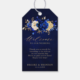 Royal Blue Yellow Gold Floral Wedding Gif Geschenkanhänger