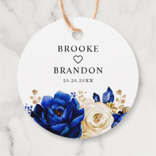 Royal Blue Yellow Gold Floral Wedding Vielen Dank Geschenkanhänger