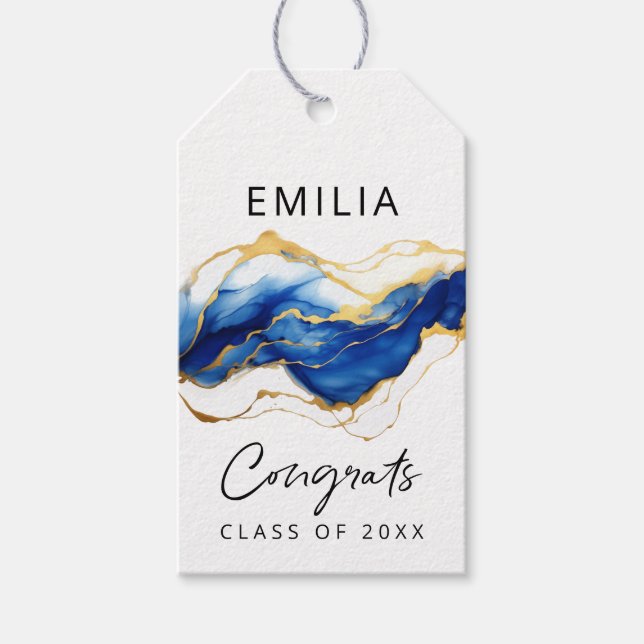 Royal Blue Yellow Gold Glückwunschs Abschluss Geschenkanhänger (Vorderseite)