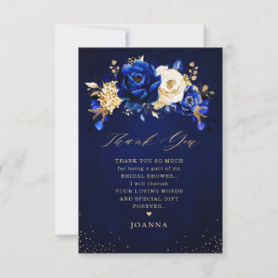 Royal Blue Yellow Gold Metallic Brautparty als Dankeskarte
