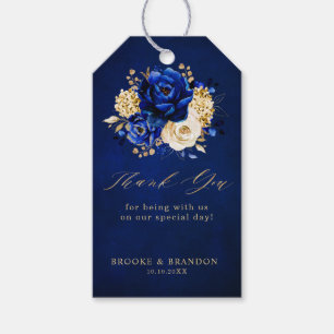 Royal Blue Yellow Gold Metallic Floral Wedding Gif Geschenkanhänger