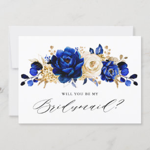 Royal Blue Yellow Gold Werden Sie meine Bridesmaid Einladung