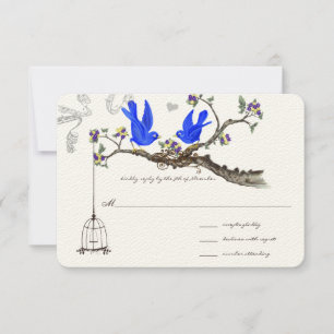 Royal Blue Yellow & Purple Blumen Hochzeiten RSVP Karte