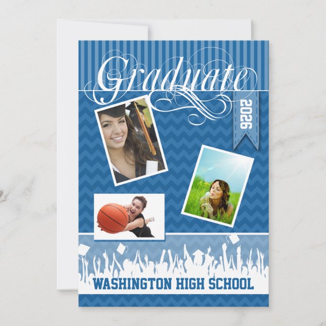 Royal Blue Zig Zag Senior Picture Class Ankündigung (Vorderseite)