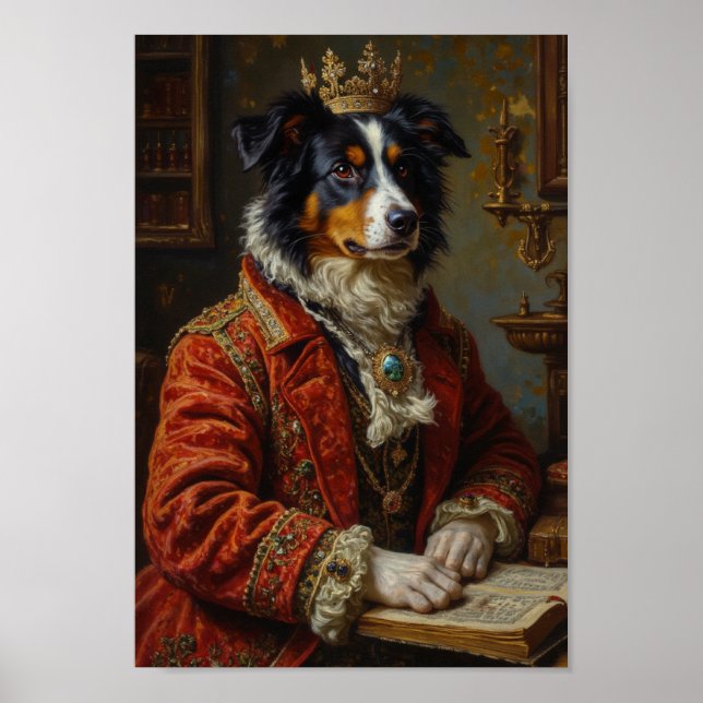 Royal Border Collie Portrait Poster (Vorne)