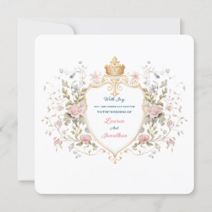 Royal Botanical Elegant Regal Floral Crest Wedding Einladung