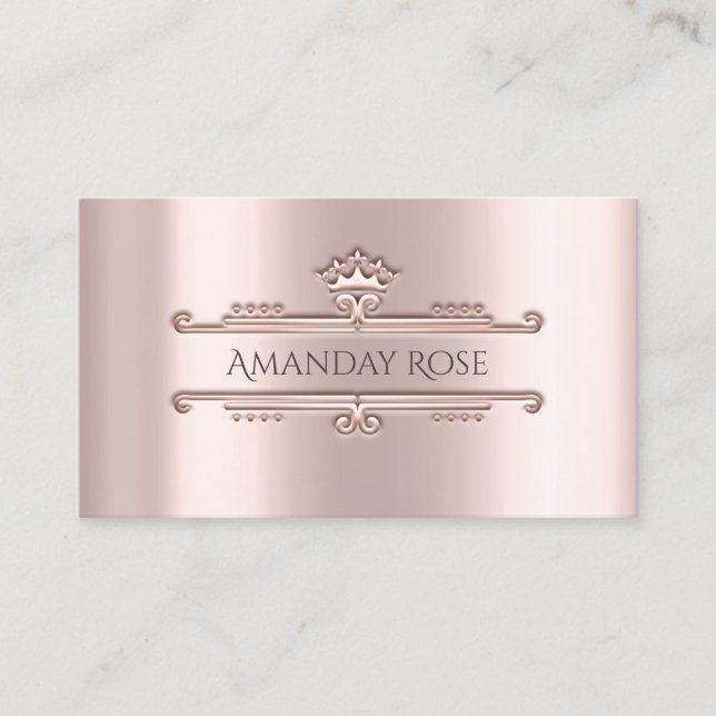 Royal Brand Name Rose Blush Crown Frame 3D Visitenkarte (Vorderseite)