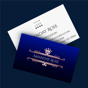 Royal Brand Name Rose White Blue Navy Visitenkarte