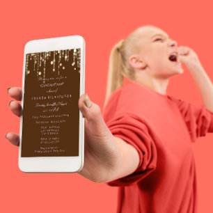 Royal Bronze Gold Tropfen GeburtstagsBrautparty Einladung