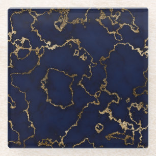 ROYAL BUE MARBLE METALLIC GLASUNTERSETZER