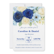 Royal Bue Wedding Watercolor Elfenbeinküste Blume