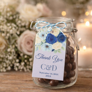 Royal Bue Wedding Watercolor Elfenbeinküste Blume Geschenkanhänger