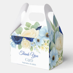 Royal Bue Wedding Watercolor Elfenbeinküste Blume Geschenkschachtel